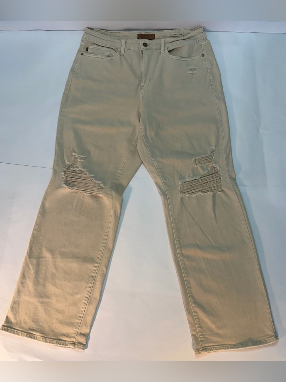 Judy Blue Garment Dyed Distressed Jeans Tan 18W Straight Leg